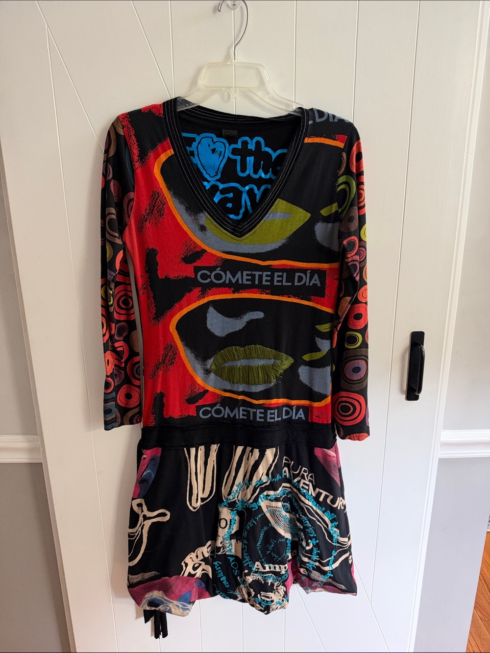 Desigual Long Sleeve Graphic Dress - Size Medium